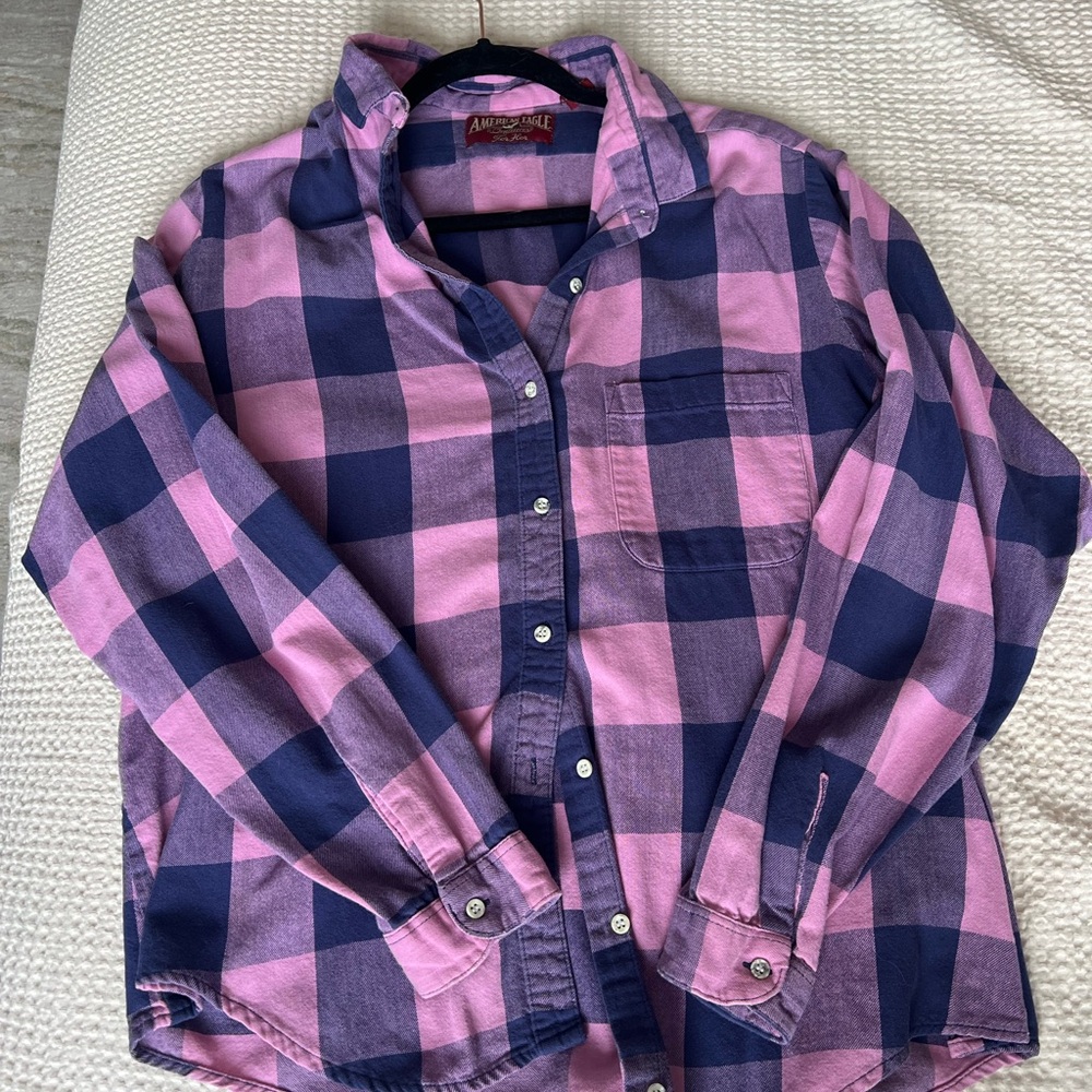 Vintage 90s American Eagle Outfitters for her Purple and Pink Plaid Shirt